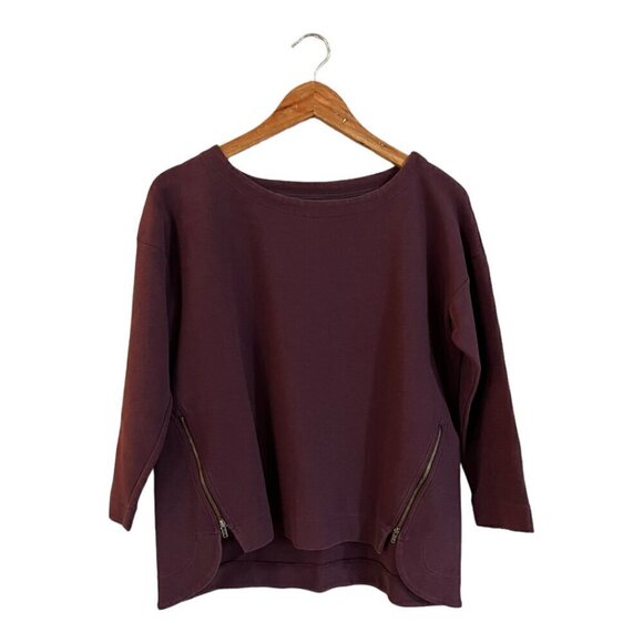 Madewell Cotton Blend Top Purple Size Small Zipper Details Structured - Picture 1 of 5